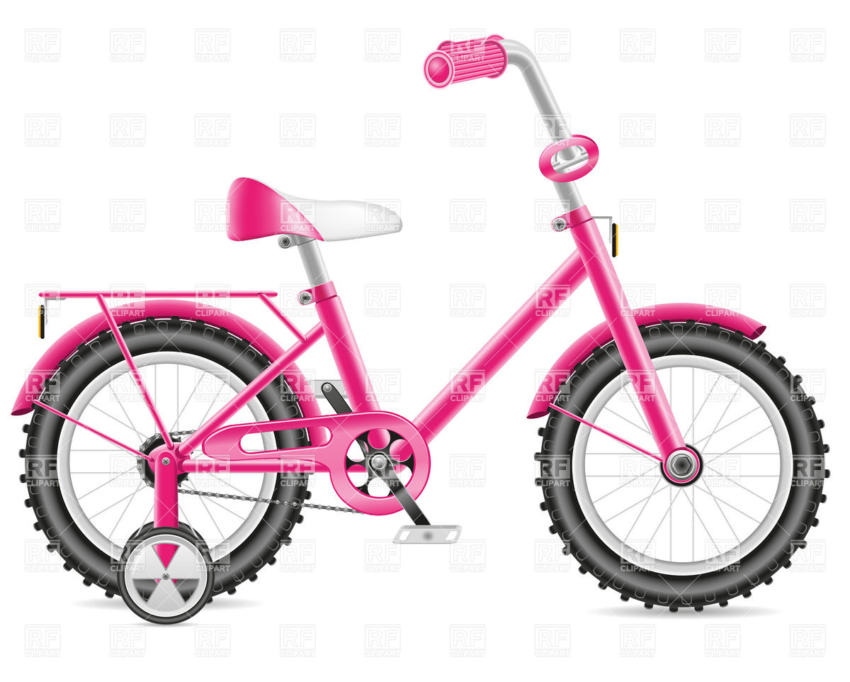 Pink Child S Training Bicycle With Support Wheels Download Royalty    