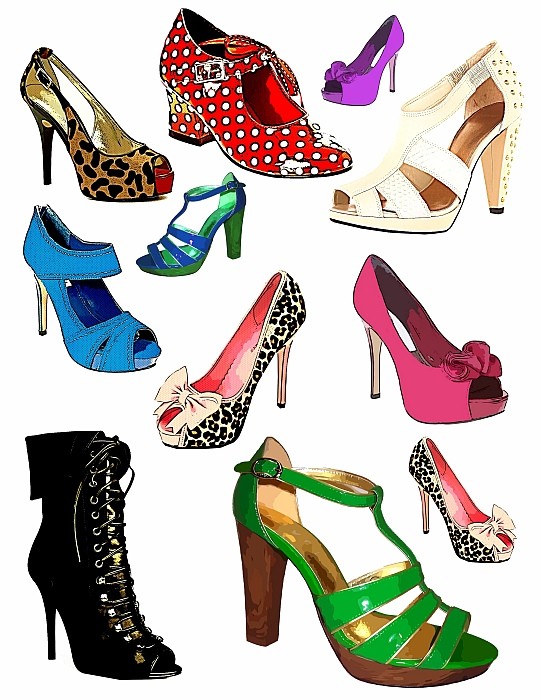 Womens High Heel Shoes Fashion Clip Art Graphics Digital Download