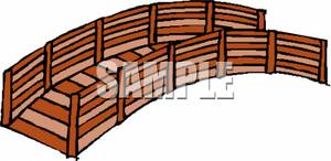 Wooden Arch Bridge   Royalty Free Clipart Picture