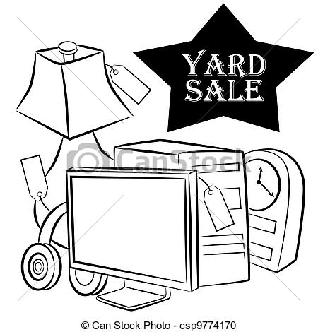 Yard Sale Clipart Yard Sale Items Vector Clipart