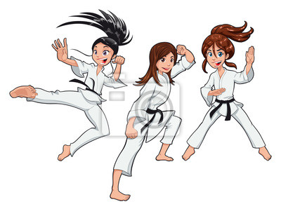 Adesivo De Parede Garotas Karate Jogadores  Vetor Personagens Dos