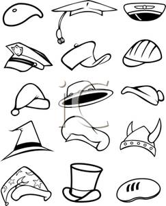 Black And White Assorted Styles Of Hats   Royalty Free Clipart Picture