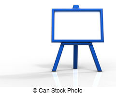 Blue Easel Front View   3d Rendering Of Blue Easel On White