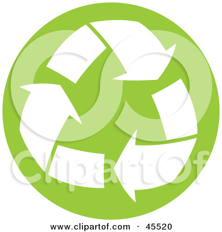 Clipart Illustration Of White Recycle Arrows Over A Light Green Circle