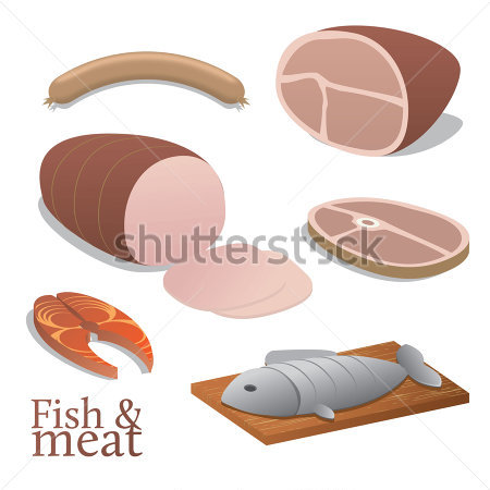 Colecci N De Ilustraci N De Pescados Y Carnes Im Genes