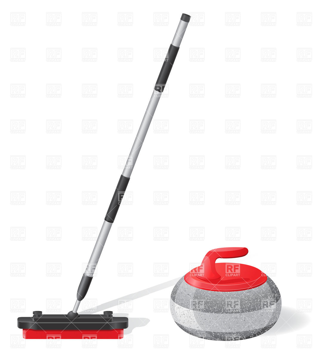 Curling Broom And Stone For Sport Game Download Royalty Free Vector