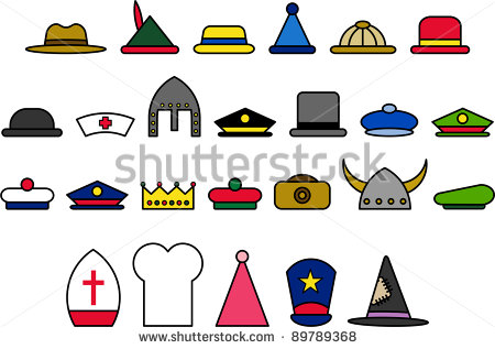Different Types Of Hats   Stock Vector