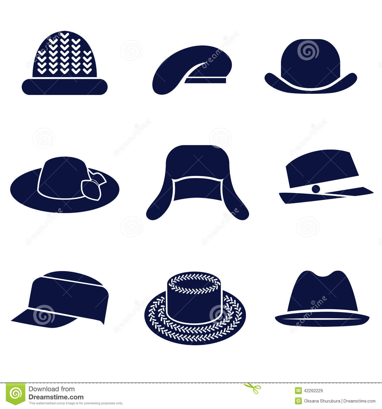 Different Types Of Women S Hats Stock Vector   Image  42262229
