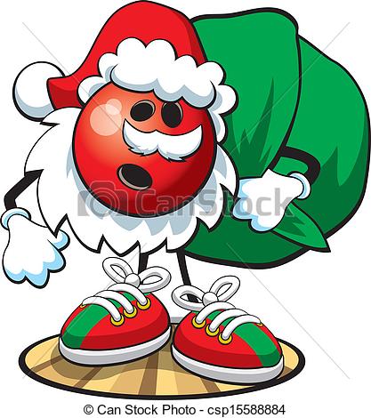 Een Vector Illustratie Bowling Bal Karakter Geklede Kerstman