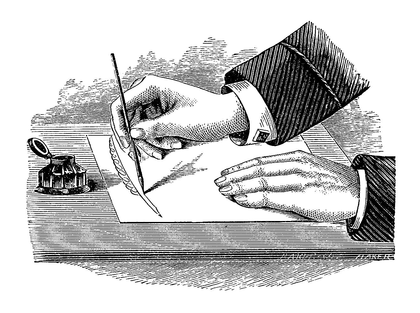 Here S A Wonderful Black And White Illustration Of Hands Writing A