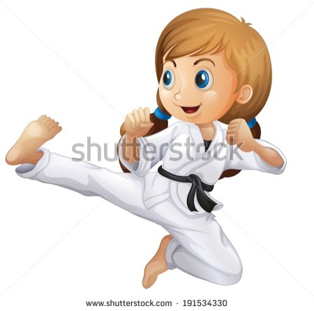 Illustration Of A Young Girl Doing Karate On A White Background