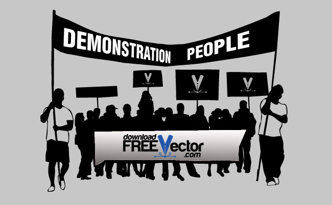 New Vector Clipart   Demonstration People People Protesting  A