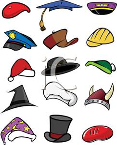 Of Colorful Professional Hats   Royalty Free Clipart Picture