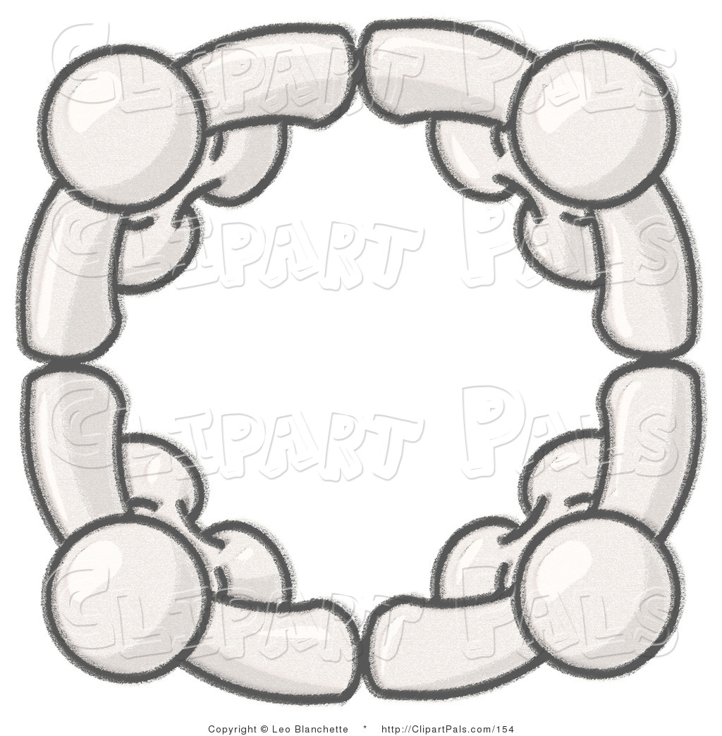 Pal Clipart Of Sketched White Design Mascots Standing In A Circle