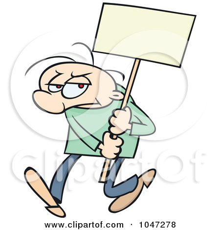 Rf  Clip Art Illustration Of A Toon Guy Doing A Sign Demonstration