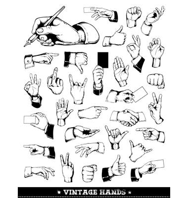 Set Of Vintage Hands Vector Art   Download Part Vectors   504268