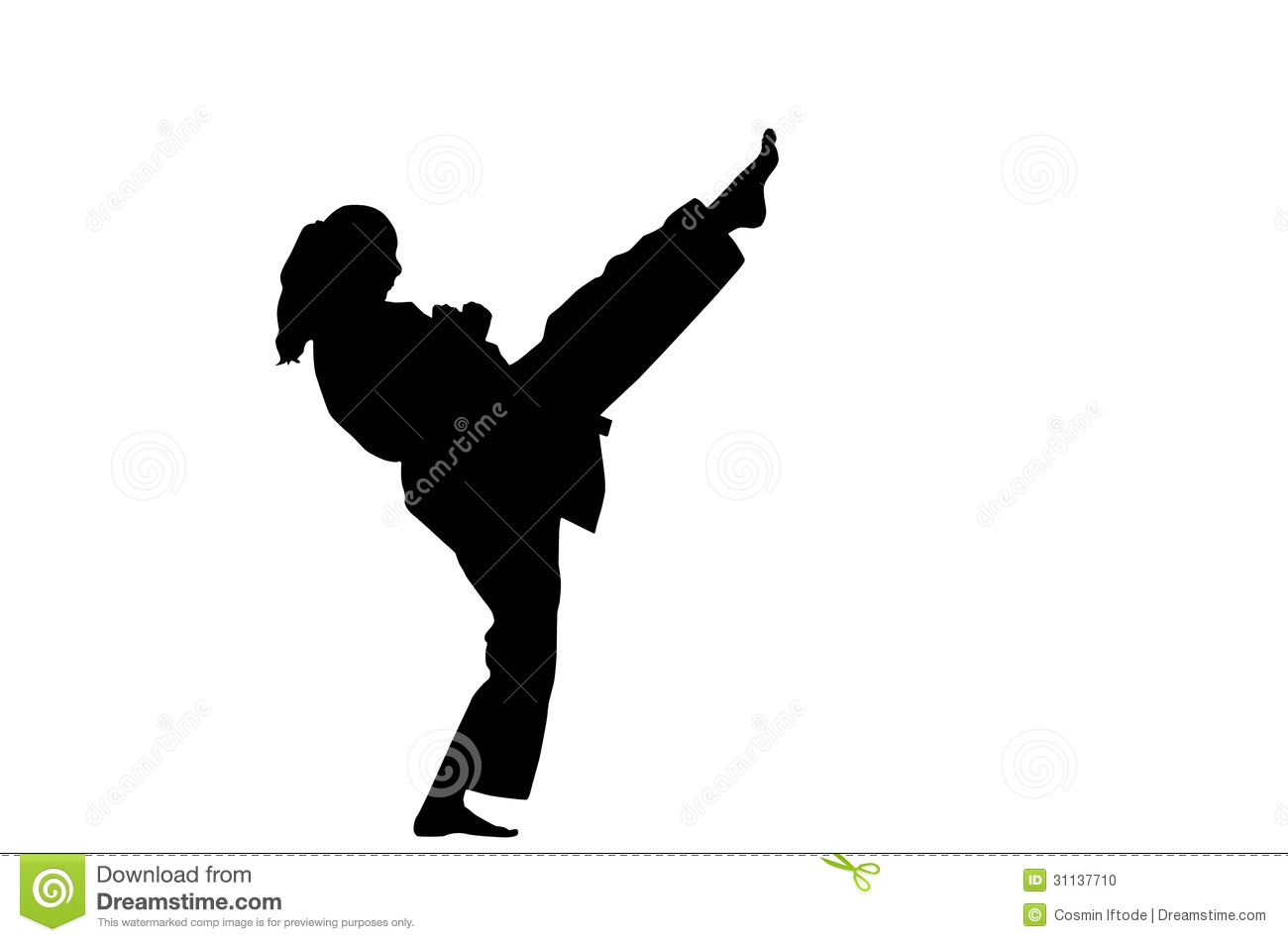 Una Silueta De Una Mujer Del Karate Foto De Archivo   Imagen  31137710