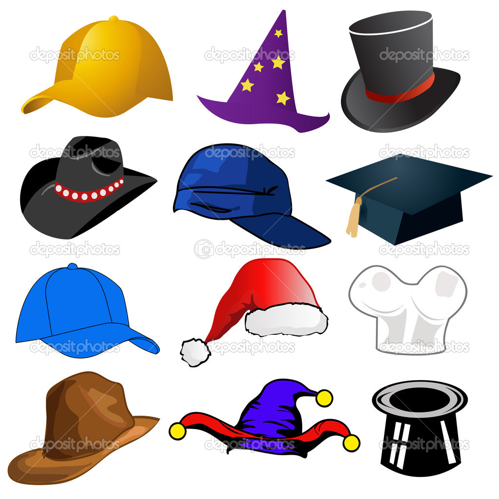 Various Hats Illustration Clipart Icons   Stock Photo   Nezezon