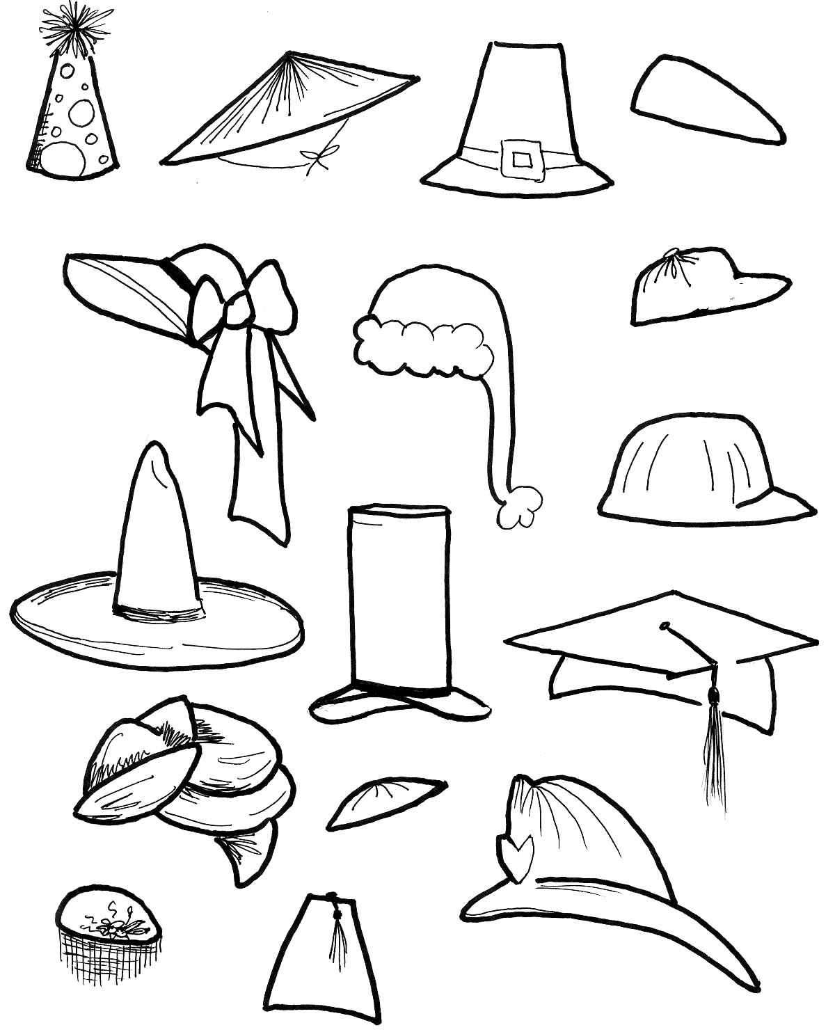 With Different Styles Of Hats And Give It To The Children To Color