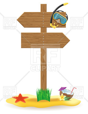 Wooden Pointer Board On The Beach Objects Download Royalty Free