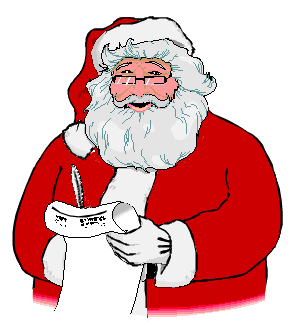 Animated Clip Art Image Of Santa Claus Writing His Christmas List And    