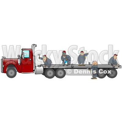 Attached To A Red Big Rig Truck Clipart Illustration   Djart  17245