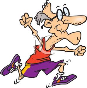 Cartoon Of A Senior Citizen Running   Royalty Free Clipart Picture