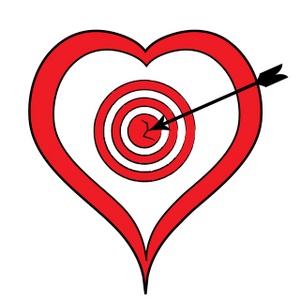 Clipart Image  Red Valentine Heart With Cupid S Arrow In The Bullseye