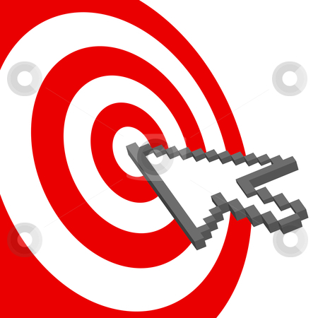Cursor Arrow Points To Select Red Target Bullseye Stock Vector Clipart