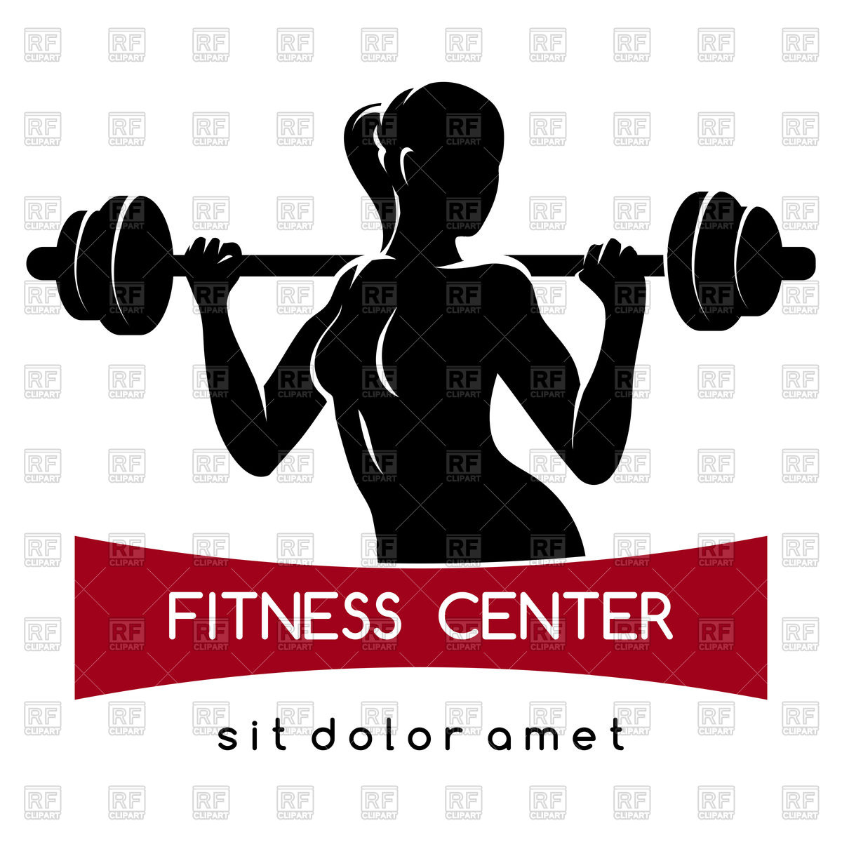 Fitness Center Or Gym Emblem   Woman With Barbell 91515 Download