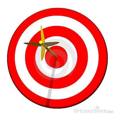 Golden Arrow Hitting Bullseye On Target Isolated On A White Background