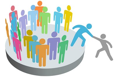 Graphic Of A Group Of People With Someone Helping A Another Person To