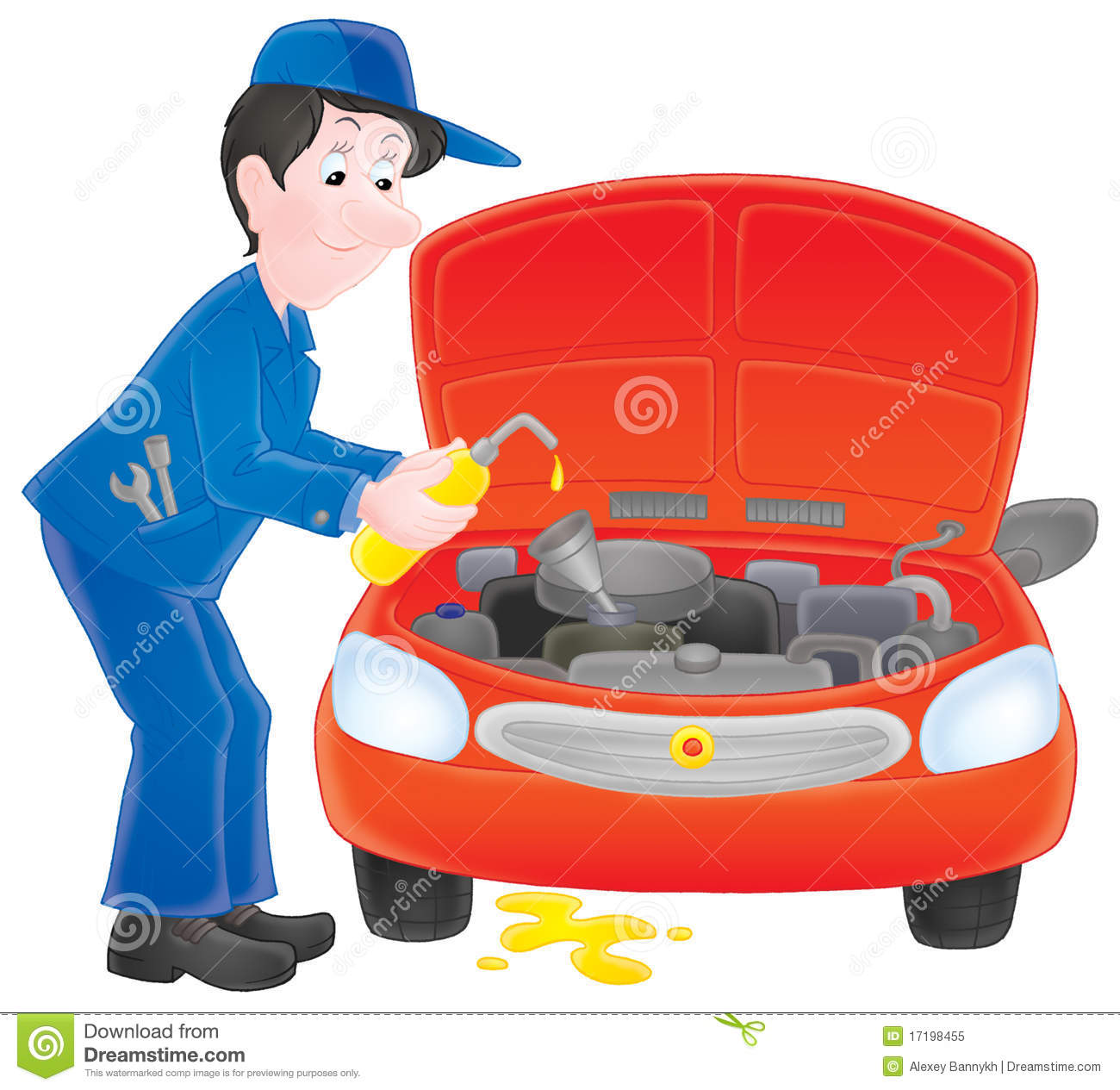 Isolated Clipart Illustration Of A Working Motor Mechanic
