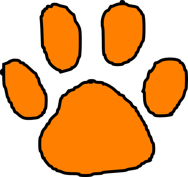 Orange Tiger Paw With Black Outline Clip Art At Clker Com   Vector