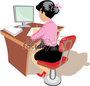 People Occupations Work Working Clip Art Female Computer Computers Pc