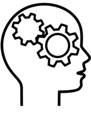 Profile Of Gear Head Brain Thinker Outline Stock Vector