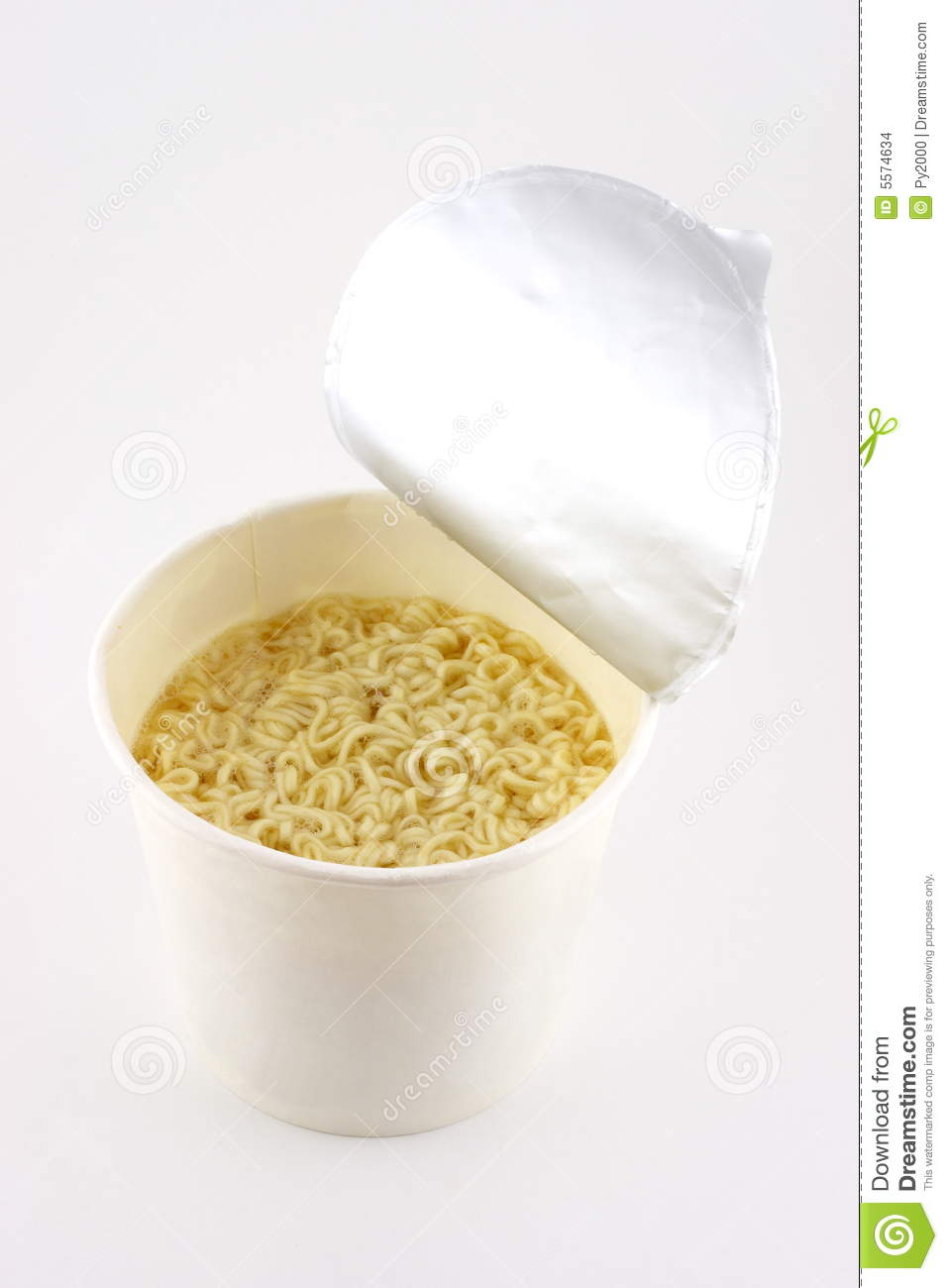 Throwaway Cardboard Cup Of Hot Instant Noodles In Broth Isolated