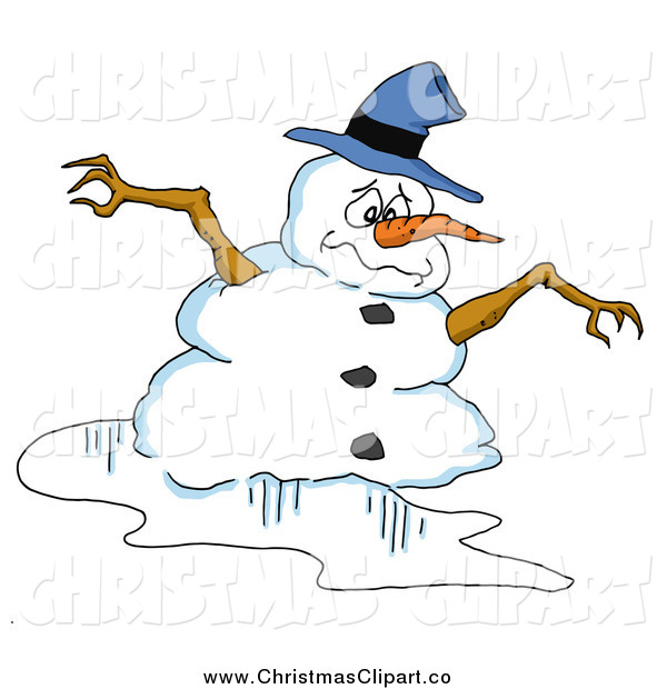Vector Of A Sad Melting Snowman Christmas Clip Art Lafftoon