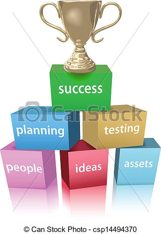 Vectors Illustration Of Business Model Win Success Trophy   Success