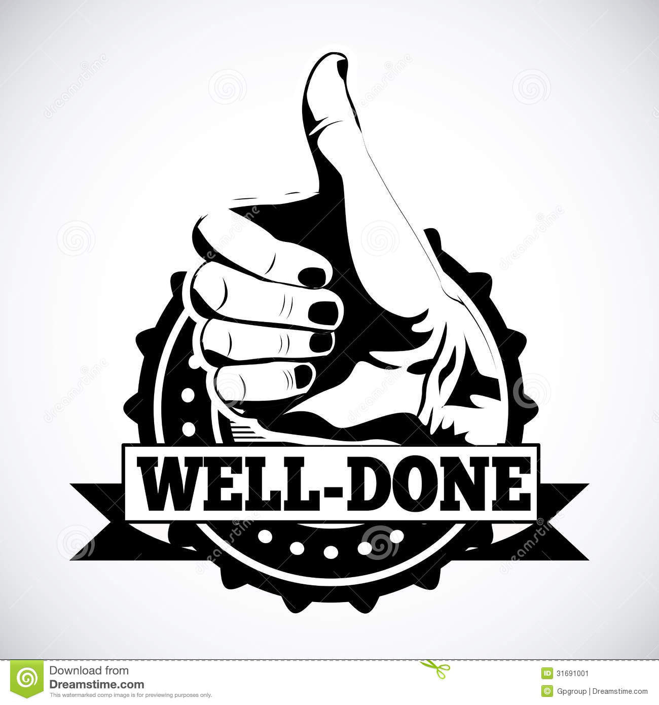 Well Done Seal Over Gray Background Vector Illustration