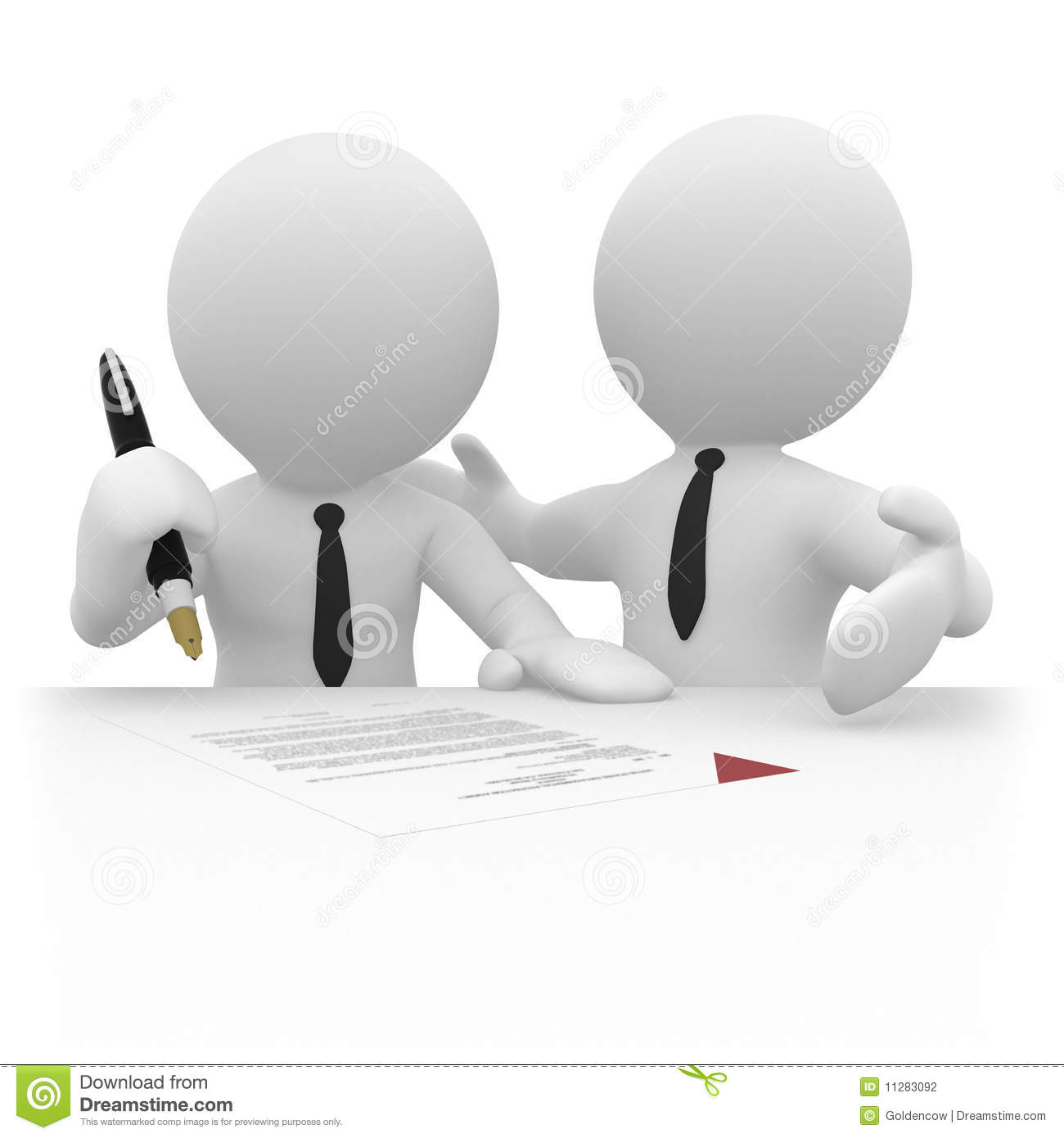 3d Businessperson Signing A Contract Over White Background