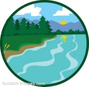Clip Art Picture Of An Icon Showing A Lake In The Mountains  Clipart