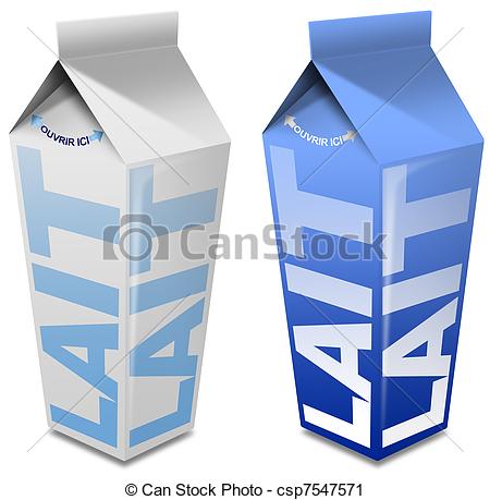 Clipart Of Lait Carton   Milk Carton   2 White And Blue Packaging Of