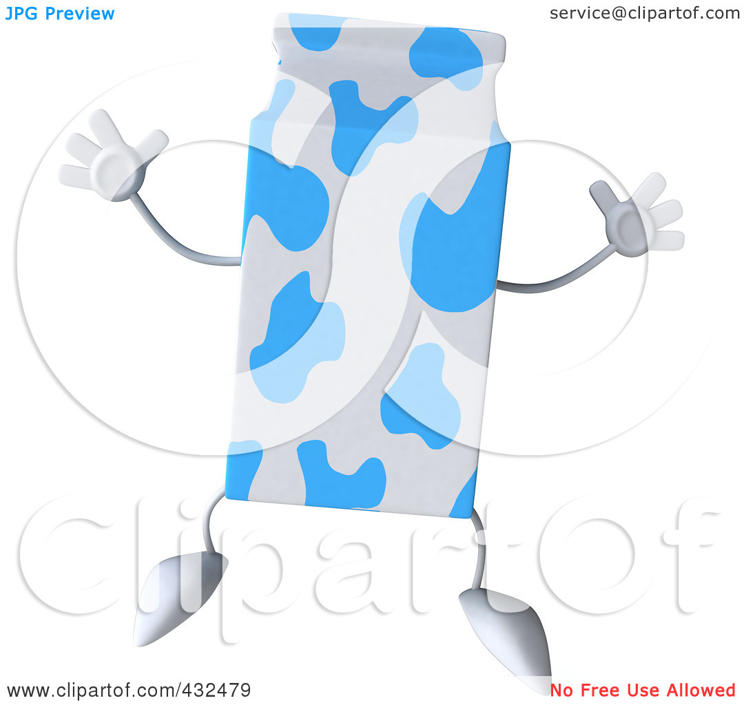 Free  Rf  Clipart Illustration Of A 3d Blue Spotted Milk Carton