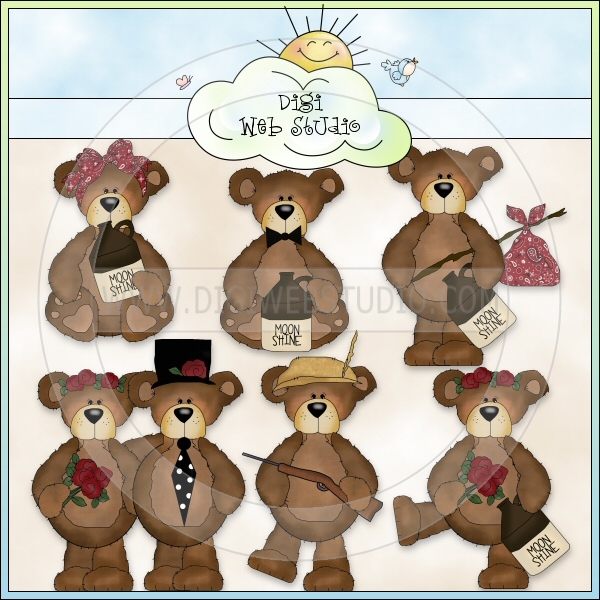 Hillbilly Bears Wedding Party 1 By Cheryl Seslar Click Clipart