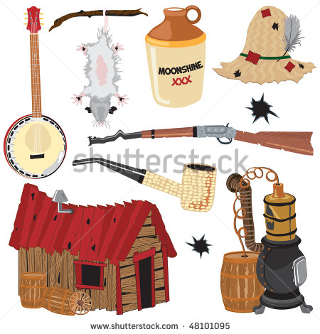 Hillbilly Clipart Icons And Elements Isolated On White   Stock Vector