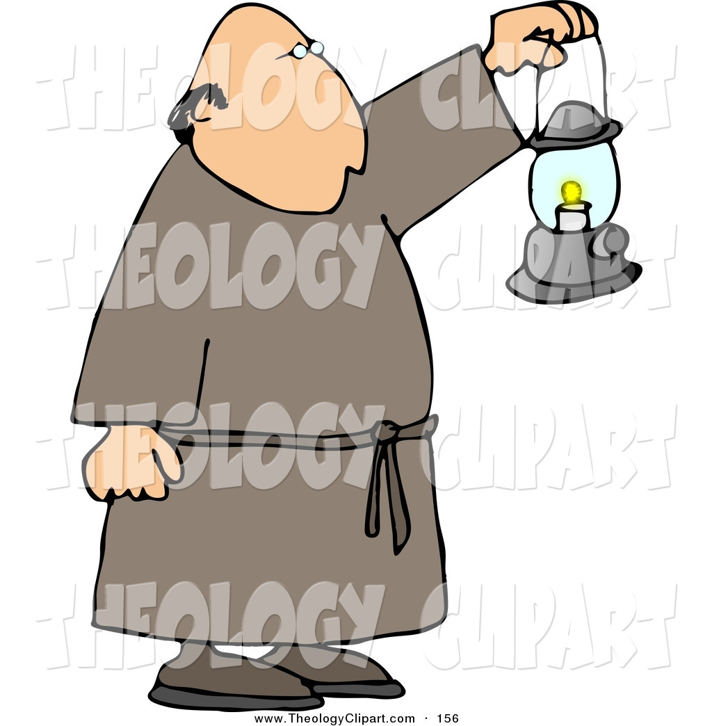 Larger Preview  Clip Art Of A Caucasian Monk Walking Around With A Lit    