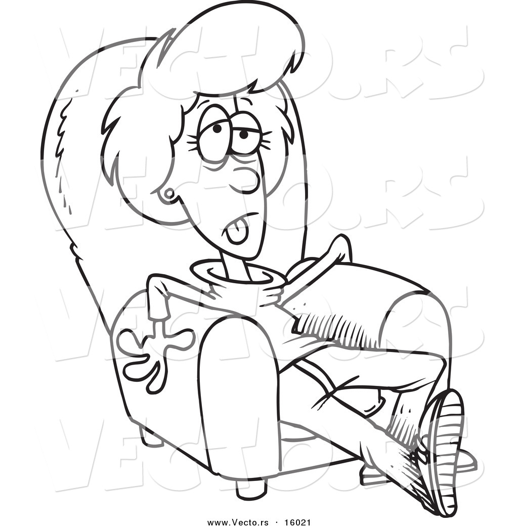 Larger Preview  Vector Of A Cartoon Exhausted Girl Sitting In An Arm