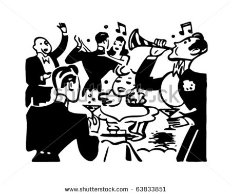 New Year S Party   Retro Clipart Illustration   63833851