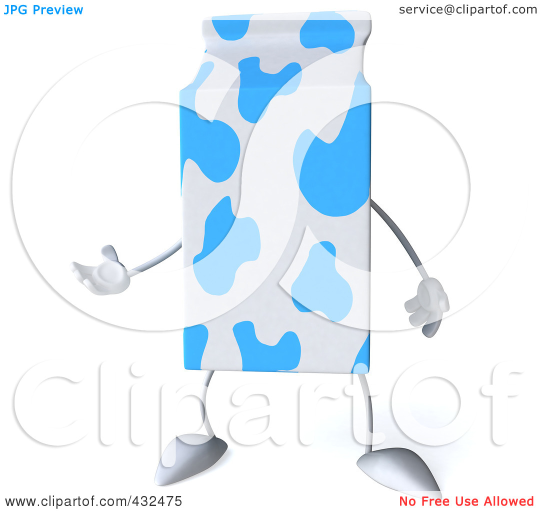 Of A 3d Blue Spotted Milk Carton Character Gesturing By Julos